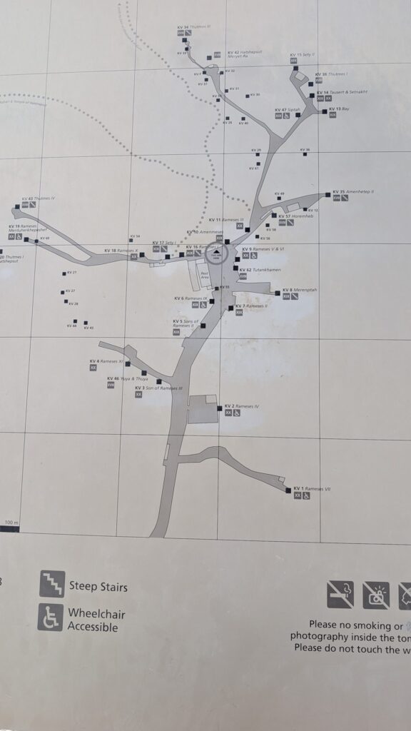 Übersichtskarte des Tals der Könige in Luxor, Ägypten.